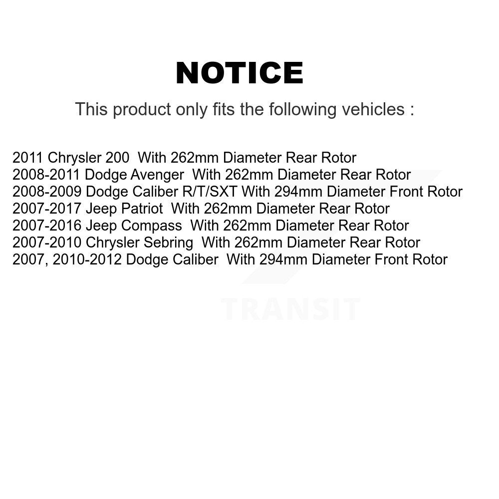 [Avant + Arrière] Kit de disque (percé rainuré revêtu) et plaquette (semi-métallique) de frein pour Jeep Patriot Dodge Compass Caliber Chrysler Avenger Sebring 200 KDS-100233