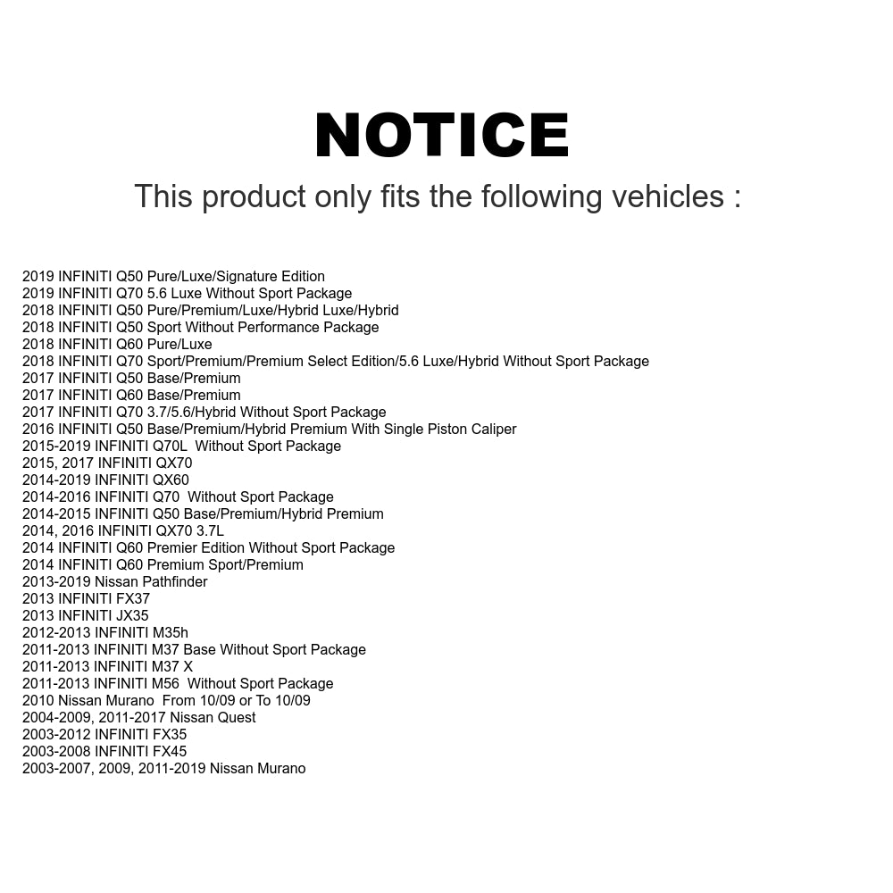 [Arrière] Kit de disque (percé rainuré revêtu) et plaquette (semi-métallique) de frein pour Nissan Murano INFINITI Pathfinder QX60 Q50 Quest FX35 JX35 Q60 M37 QX70 Q70 Q70L FX45 FX37 M56 M35h KDS-100436