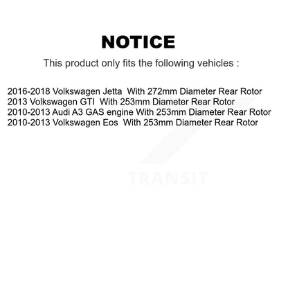 [Arrière] Kit de disque (percé rainuré revêtu) et plaquette (semi-métallique) de frein pour Volkswagen Beetle GTI Eos avec 253mm Diameter Rotor KDS-100476
