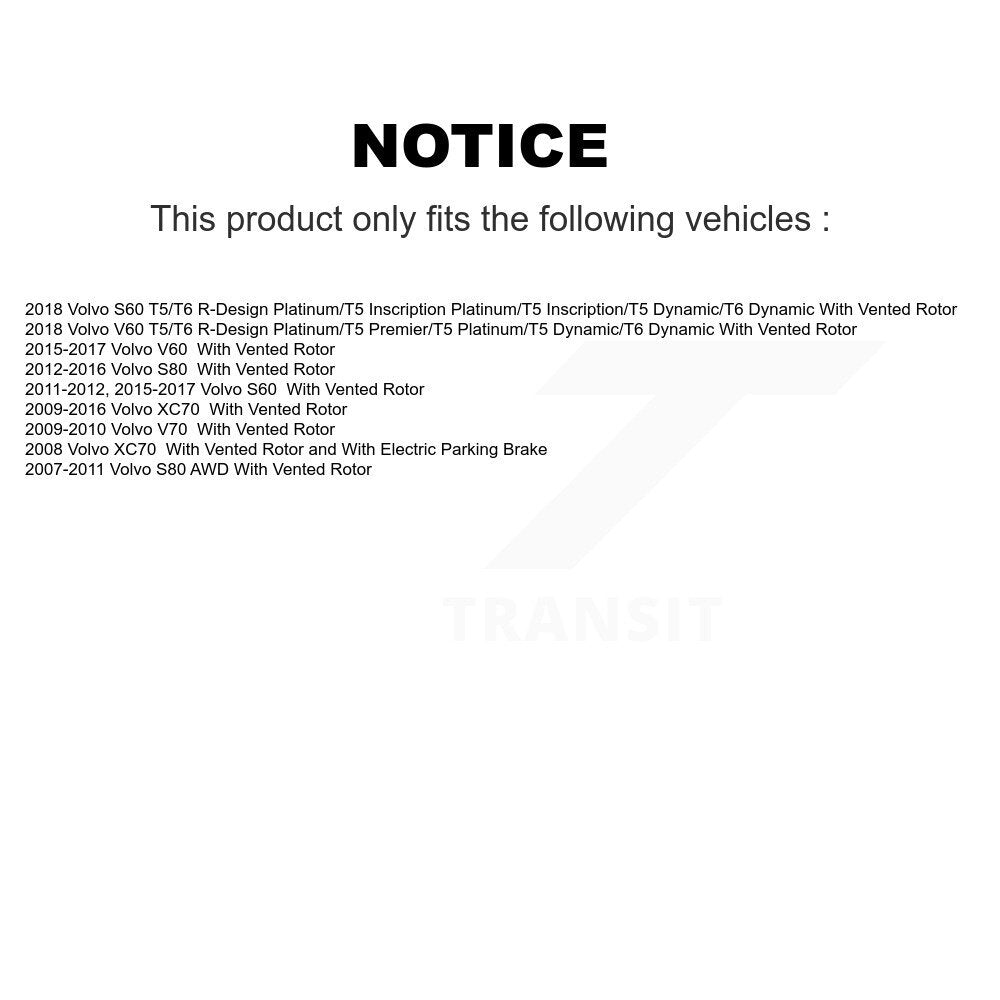 [Arrière] Kit de disque (percé rainuré revêtu) et plaquette (semi-métallique) de frein pour Volvo S60 XC70 S80 V60 V70 avec Vented Rotor KDS-100809