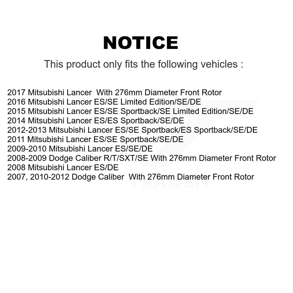 [Avant] Kit de disque (percé rainuré revêtu) et plaquette (céramique) de frein pour Dodge Caliber Mitsubishi Lancer KDT-100046