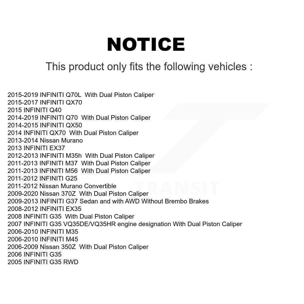 [Avant] Kit de disque (percé rainuré revêtu) et plaquette (céramique) de frein pour INFINITI Nissan G37 Murano G35 M35 370Z 350Z EX35 M37 QX70 G25 Q70 Q70L M45 Q40 QX50 M56 EX37 M35h KDT-100068