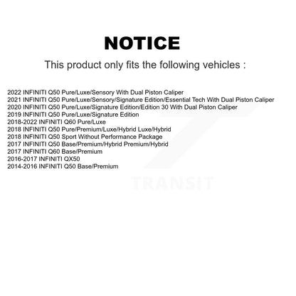 [Avant] Kit de disque (percé rainuré revêtu) et plaquette (céramique) de frein pour INFINITI Q50 QX50 Q60 KDT-100172