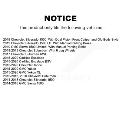 [Arrière] Kit de disque (percé rainuré revêtu) et plaquette (céramique) de frein pour Chevrolet Silverado 1500 GMC Sierra Tahoe Suburban Yukon Cadillac XL Escalade ESV LD Limited KDT-100430
