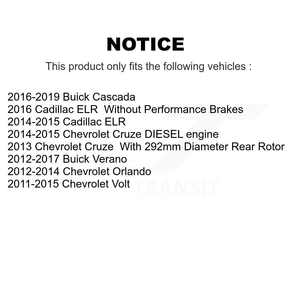 [Arrière] Kit de disque (percé rainuré revêtu) et plaquette (céramique) de frein pour Chevrolet Cruze Buick Verano Volt Cascada Cadillac ELR Orlando KDT-100444