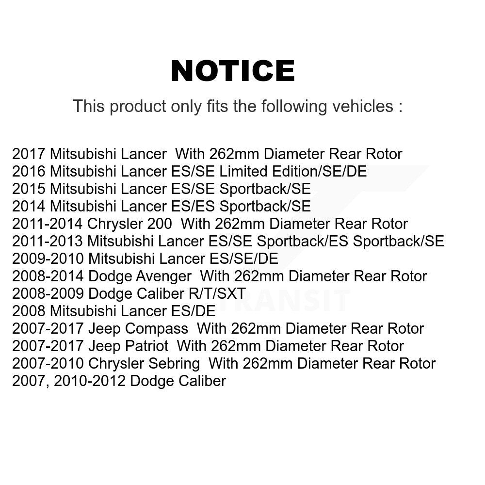 [Arrière] Kit de disque (percé rainuré revêtu) et plaquette (céramique) de frein pour Jeep Dodge Patriot Chrysler Compass Avenger 200 Caliber Sebring Mitsubishi Lancer KDT-100476