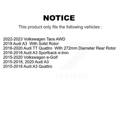 [Arrière] Kit de disque (percé rainuré revêtu) et plaquette (céramique) de frein pour Audi A3 Quattro Volkswagen e-Golf Sportback e-tron Taos KDT-100576