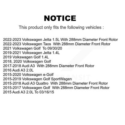[Avant] Kit de disque (percé rainuré revêtu) et plaquette (céramique) de frein pour Volkswagen Jetta Audi Golf A3 SportWagen Quattro e-Golf Taos KDT-100618
