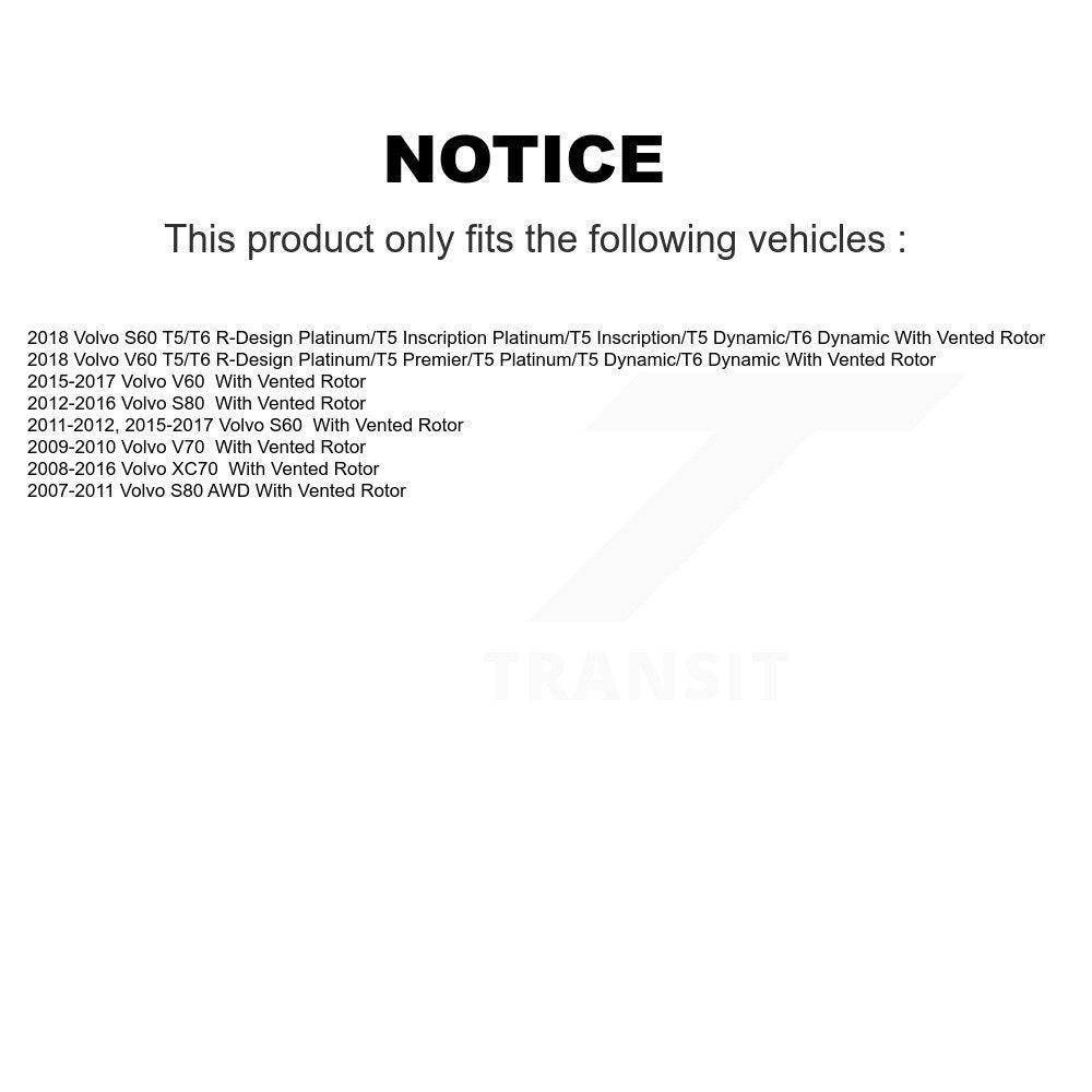 [Arrière] Kit de disque (percé rainuré revêtu) et plaquette (céramique) de frein pour Volvo S60 XC70 S80 V60 V70 avec Vented Rotor KDT-100934