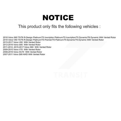 [Arrière] Kit de disque (percé rainuré revêtu) et plaquette (céramique) de frein pour Volvo S60 XC70 S80 V60 V70 avec Vented Rotor KDT-100934