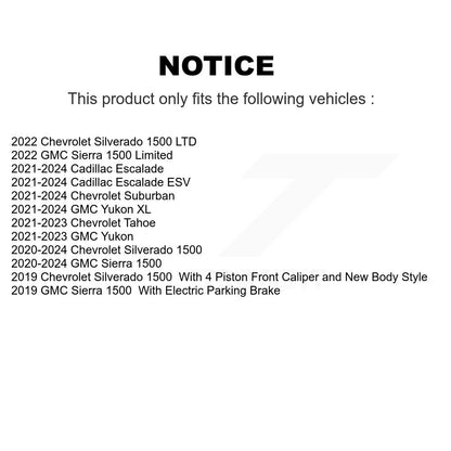 [Arrière] Disque et plaquette de frein pour GMC Chevrolet Silverado 1500 Sierra Yukon KDT-101090
