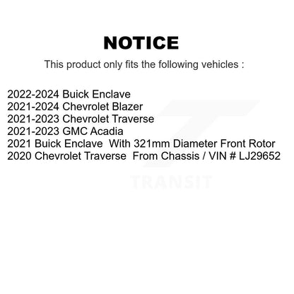 [Avant] Disque et plaquette de frein pour Chevrolet Traverse Blazer GMC Acadia KDT-101253