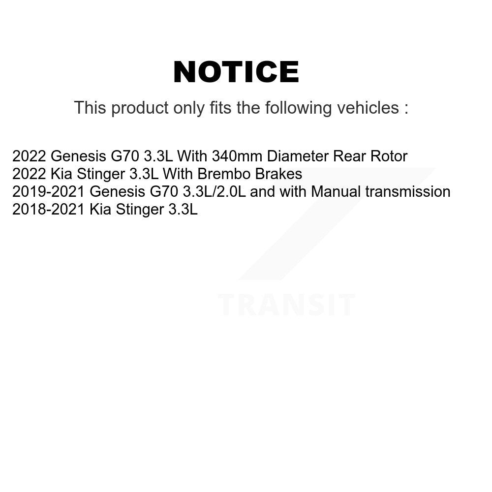 [Avant et Arrière] Disque et plaquette de frein pour Kia Stinger Genesis G70 KDT-101341