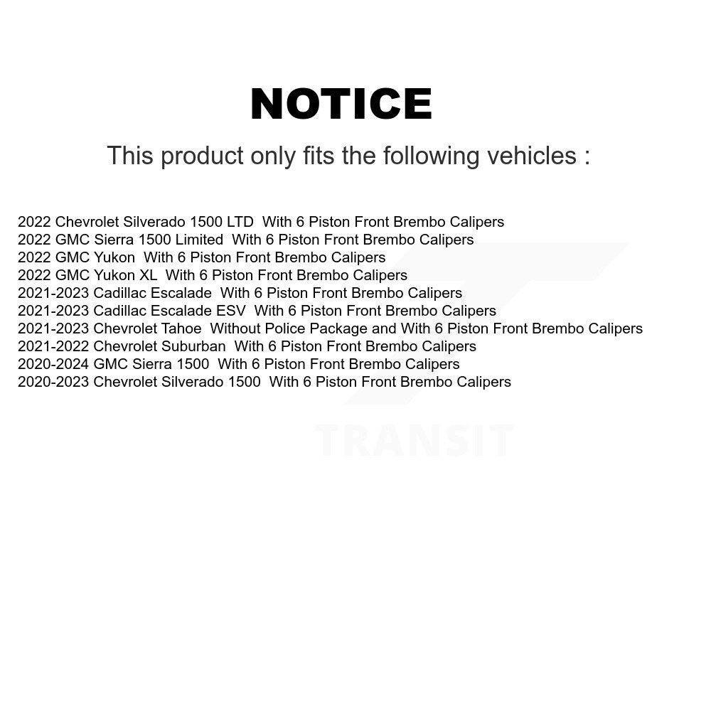 [Avant et Arrière] Disque et plaquette de frein pour GMC Sierra 1500 Chevrolet Silverado KDT-101932