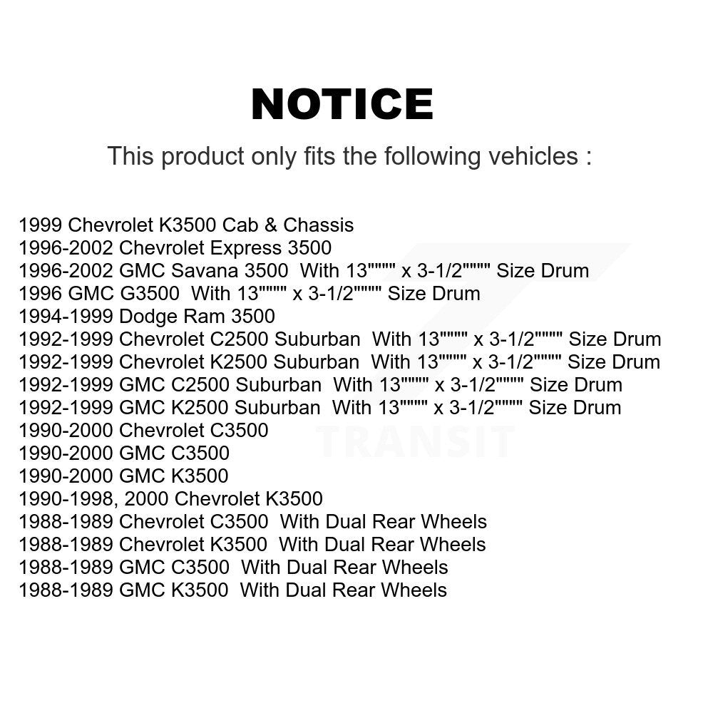 [Avant + Arrière] Kit de plaquette (semi-métallique) de frein pour Chevrolet C3500 GMC K3500 Express 3500 Dodge Ram Savana K2500 Suburban C2500 KFN-100058