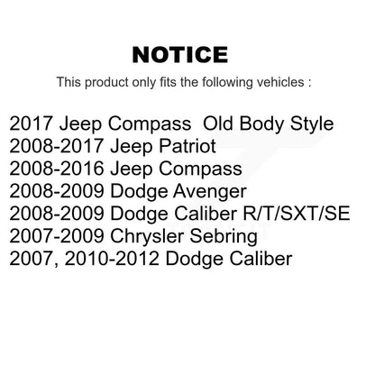 [Avant + Arrière] Kit de plaquette (semi-métallique) de frein pour Jeep Patriot Compass Dodge Caliber Chrysler Sebring Avenger KFN-100173