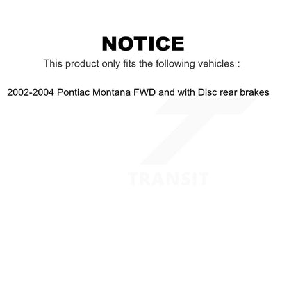[Avant + Arrière] Kit de plaquette (semi-métallique) de frein pour 2002-2004 Pontiac Montana FWD avec Disc rear brakes KFN-100540