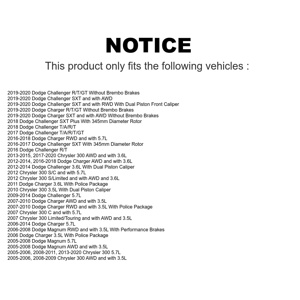 [Avant + Arrière] Kit de plaquette (semi-métallique) de frein pour Dodge Charger Chrysler 300 Challenger Magnum KFN-100603