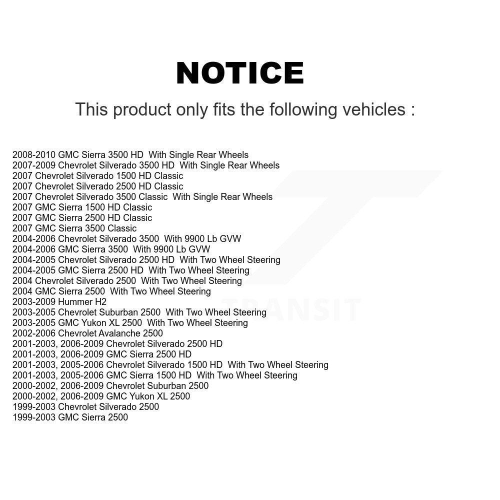 [Avant + Arrière] Kit de plaquette (semi-métallique) de frein pour Chevrolet Silverado 2500 HD GMC Sierra 3500 Hummer H2 Classic 1500 Suburban Yukon XL Avalanche KFN-100653