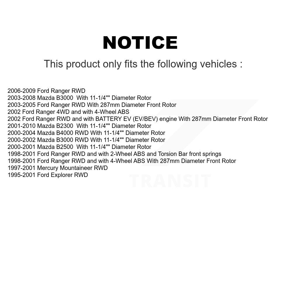 [Avant] Kit d'ensemble disque (revêtu) de frein à disque (revêtu) et moyeu pour Ford Ranger Explorer Mazda Mercury Mountaineer B3000 B2300 B4000 B2500 KG-100005
