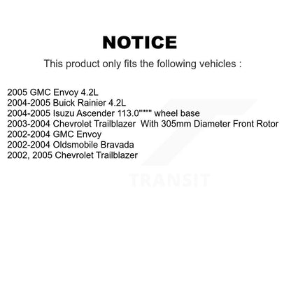 [Avant] Kit de disque (revêtu) de frein pour Chevrolet Trailblazer GMC Envoy Buick Rainier Oldsmobile Bravada Isuzu Ascender KG-100022