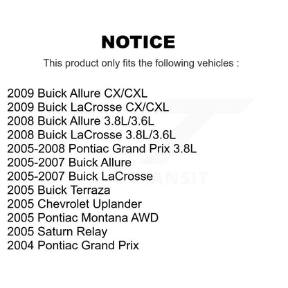 [Avant] Kit de disque (revêtu) de frein pour Pontiac Grand Prix Buick LaCrosse Chevrolet Uplander Montana Terraza Saturn Relay Allure KG-100029