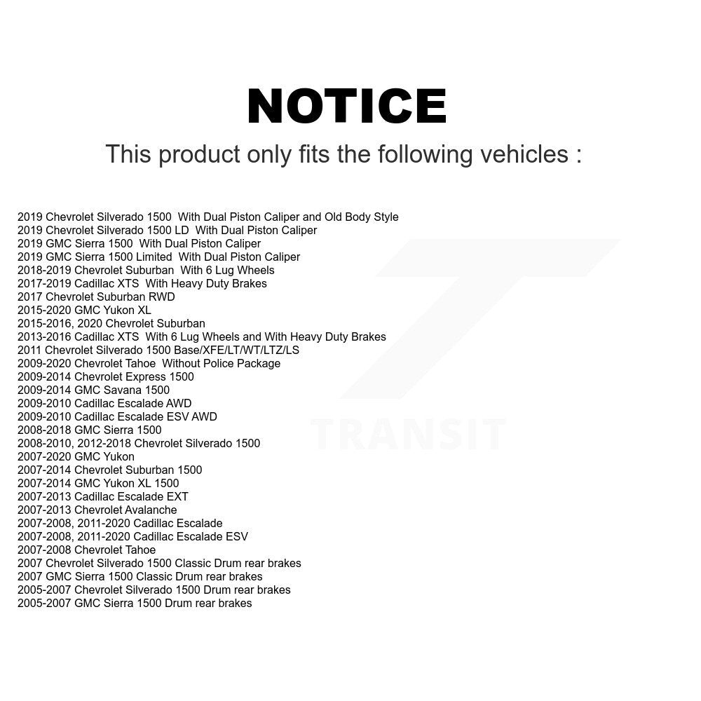 [Avant] Kit de disque (revêtu) de frein pour Chevrolet Silverado 1500 GMC Sierra Tahoe Cadillac Yukon Suburban Escalade XL Avalanche Classic XTS ESV Express LD EXT Savana Limited KG-100035