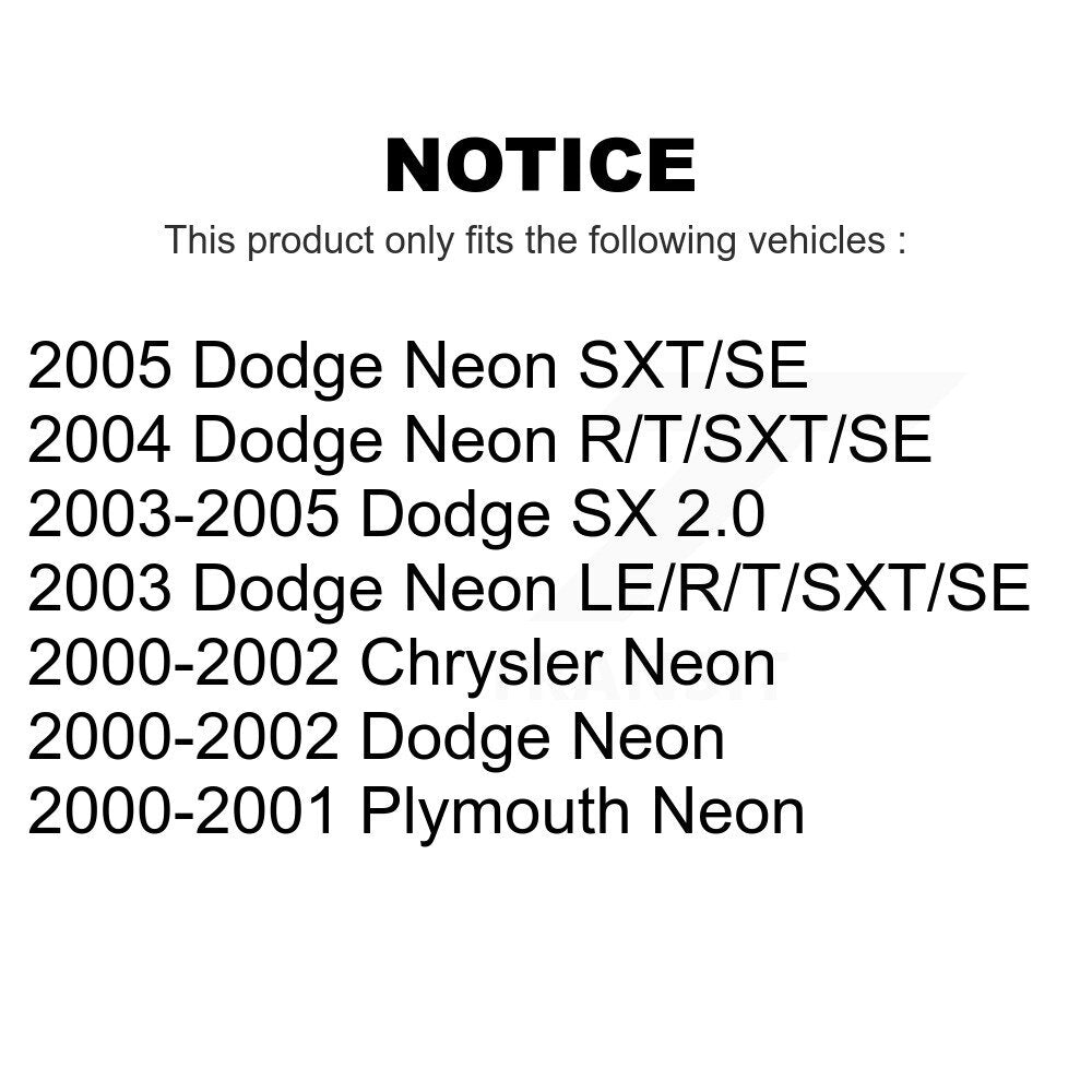 [Avant] Kit de disque (revêtu) de frein pour Neon Dodge Plymouth Chrysler SX 2.0 KG-100116