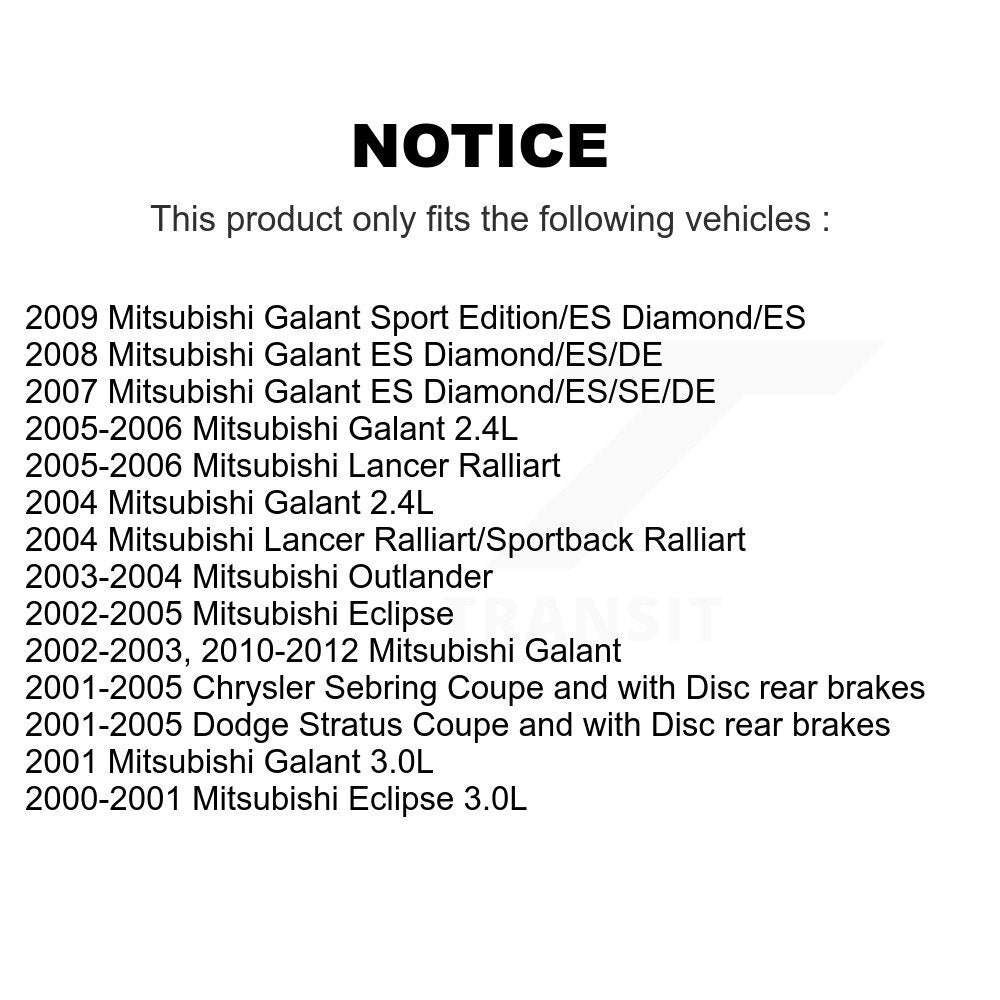 [Avant] Kit de disque (revêtu) de frein pour Mitsubishi Galant Chrysler Sebring Dodge Stratus Eclipse Lancer Outlander KG-100117