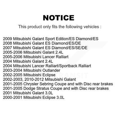 [Avant] Kit de disque (revêtu) de frein pour Mitsubishi Galant Chrysler Sebring Dodge Stratus Eclipse Lancer Outlander KG-100117