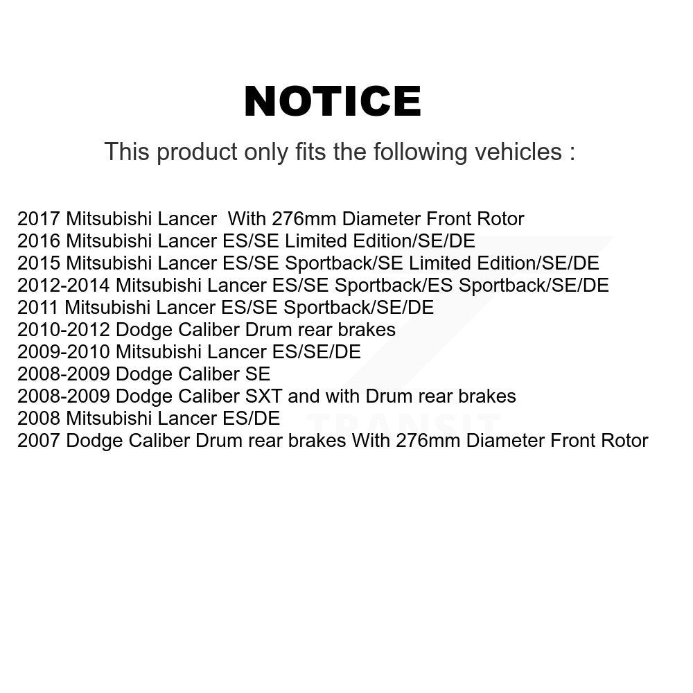 [Avant] Kit de disque (revêtu) de frein pour Dodge Caliber Mitsubishi Lancer KG-100133