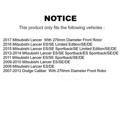 [Avant] Kit de disque (revêtu) de frein pour Dodge Caliber Mitsubishi Lancer KG-100133