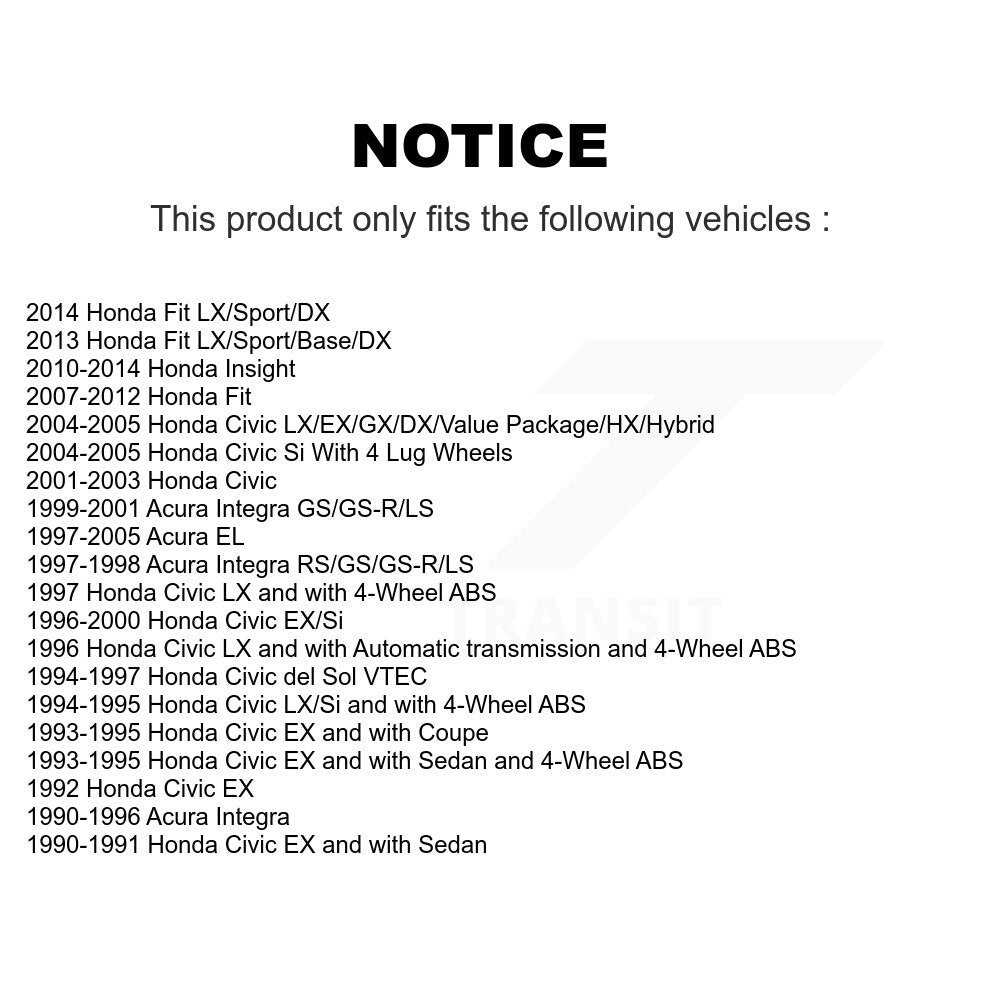 [Avant] Kit de disque (revêtu) de frein pour Honda Civic Fit Acura Integra Insight del Sol EL KG-100150