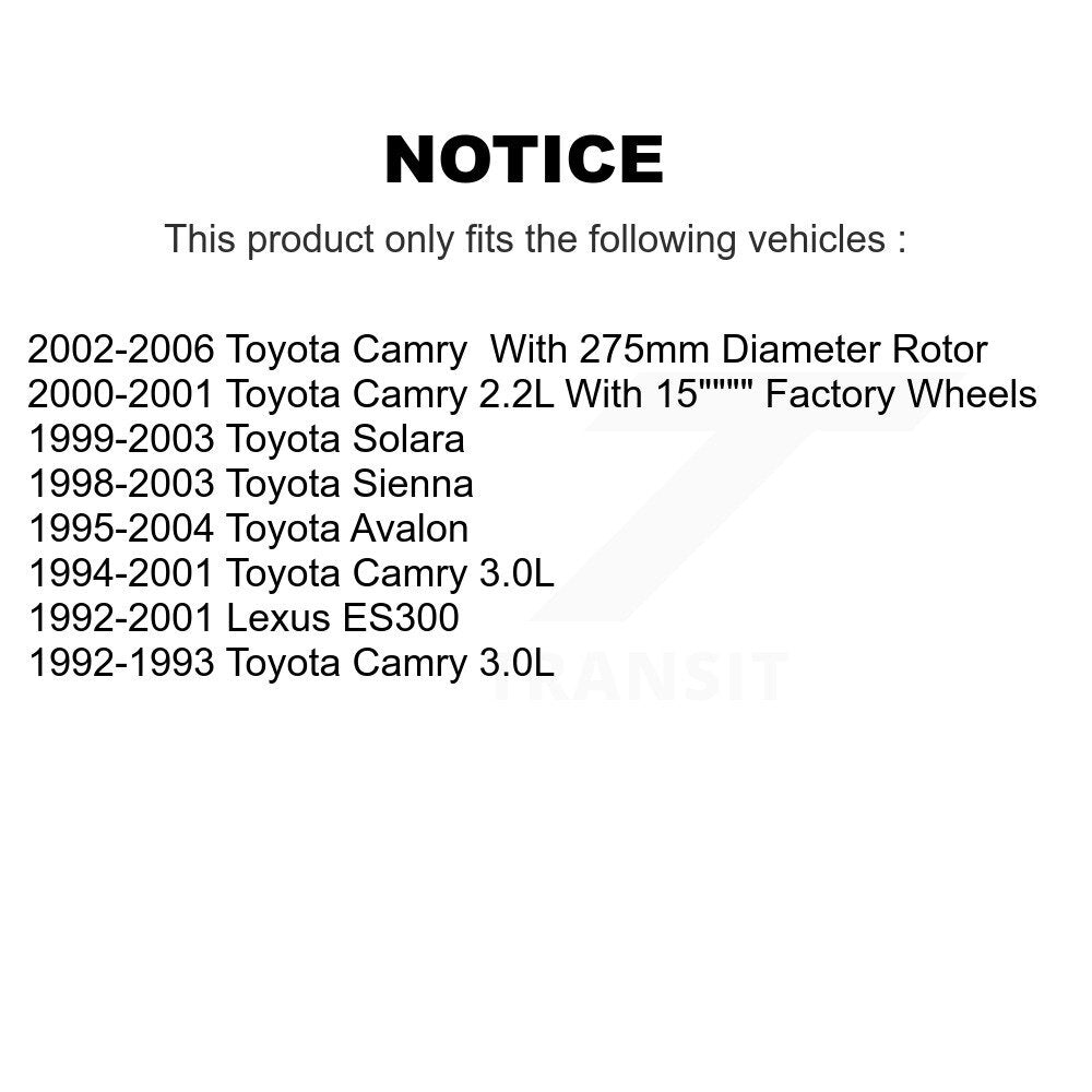 [Avant] Kit de disque (revêtu) de frein pour Toyota Camry Avalon Sienna Lexus ES300 Solara KG-100153