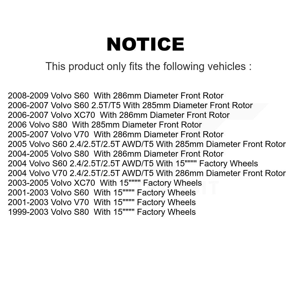 [Avant] Kit de disque (revêtu) de frein pour Volvo S60 V70 XC70 S80 KG-100183