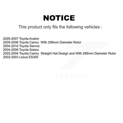 [Avant] Kit de disque (revêtu) de frein pour Toyota Camry Sienna Avalon Solara Lexus ES300 KG-100190