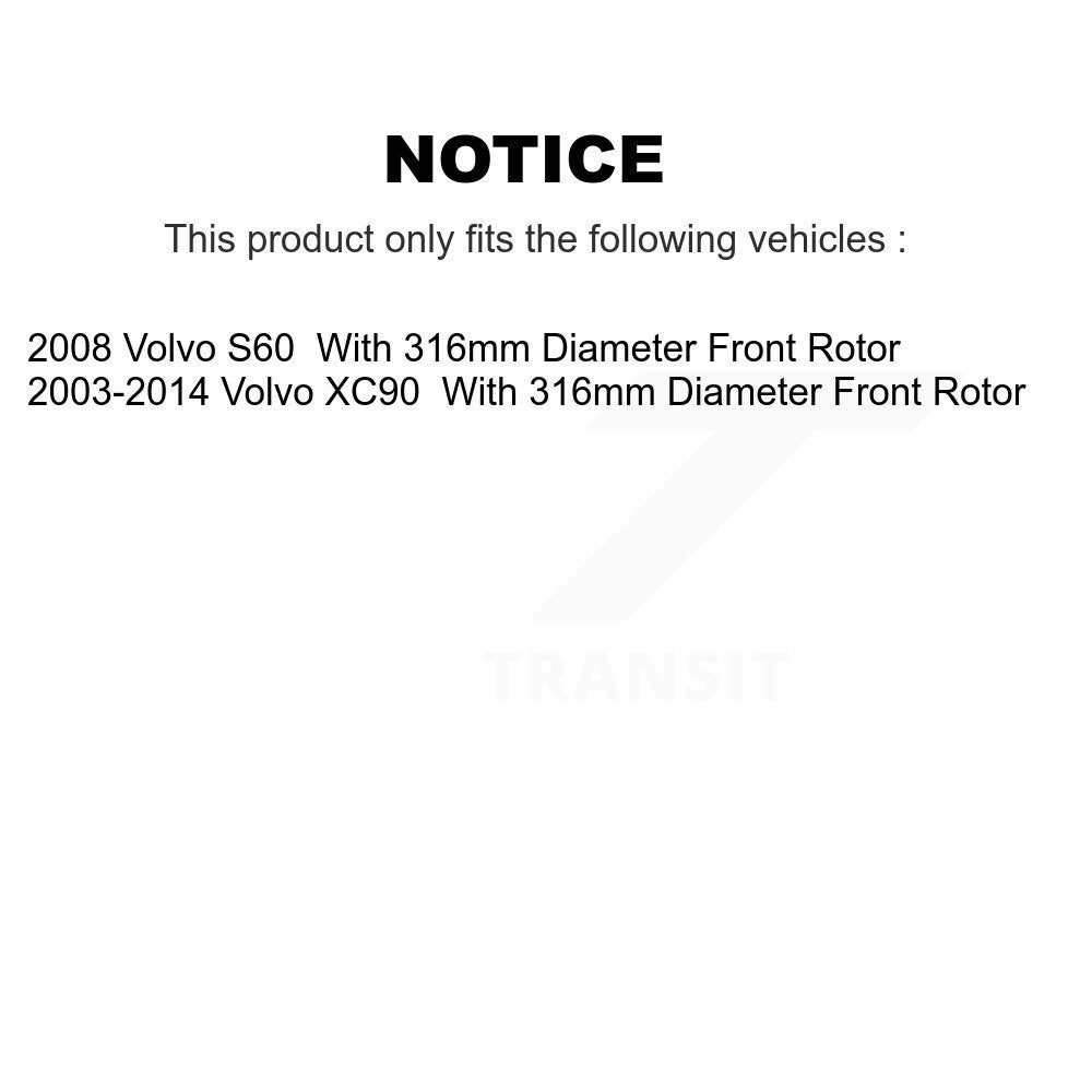 [Avant] Kit de disque (revêtu) de frein pour Volvo XC90 S60 avec 316mm Diameter Rotor KG-100212