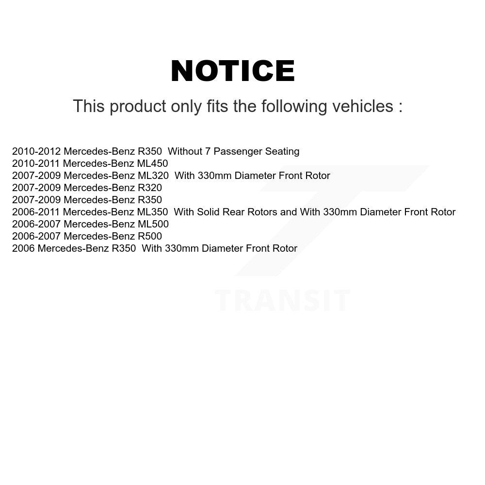 [Avant] Kit de disque (revêtu) de frein pour Mercedes-Benz ML350 R350 ML500 ML320 R500 R320 ML450 KG-100248