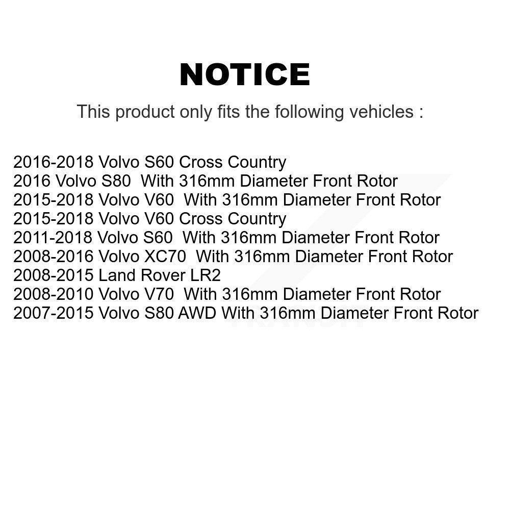 [Avant] Kit de disque (revêtu) de frein pour Volvo S60 XC70 S80 Land Rover LR2 V60 Cross Country V70 KG-100293