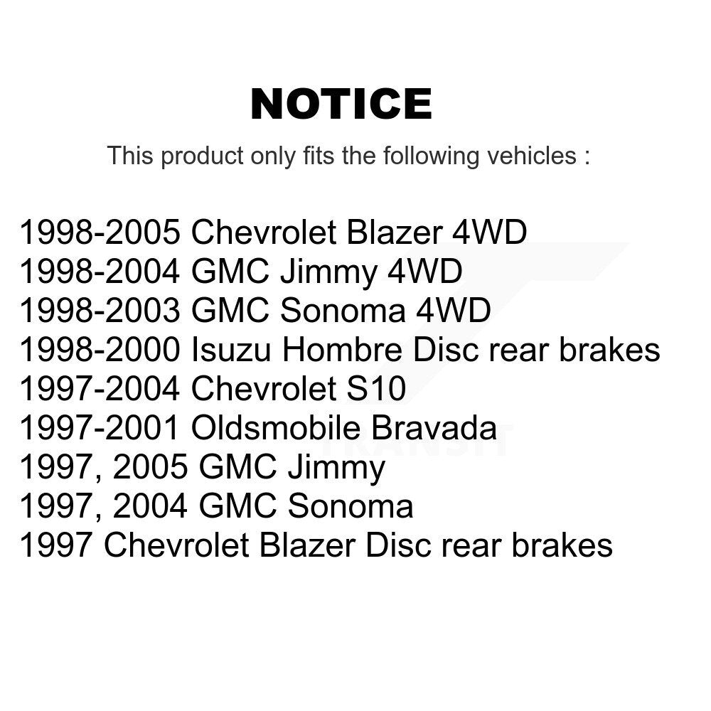 [Arrière] Kit de disque (revêtu) de frein pour Chevrolet S10 Blazer GMC Sonoma Jimmy Oldsmobile Bravada Isuzu Hombre KG-100381
