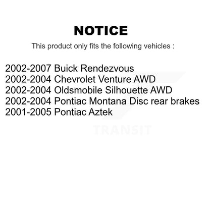 [Arrière] Kit de disque (revêtu) de frein pour Buick Rendezvous Chevrolet Venture Pontiac Montana Aztek Oldsmobile Silhouette KG-100389