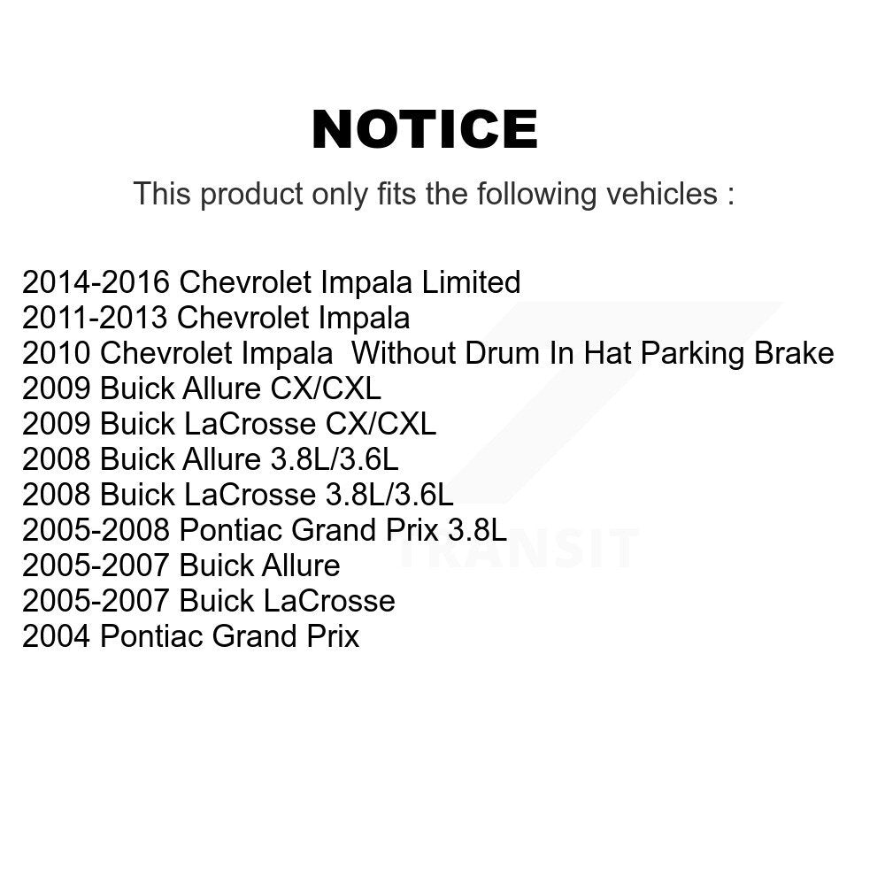 [Arrière] Kit de disque (revêtu) de frein pour Chevrolet Impala Pontiac Grand Prix Buick LaCrosse Limited Allure KG-100391