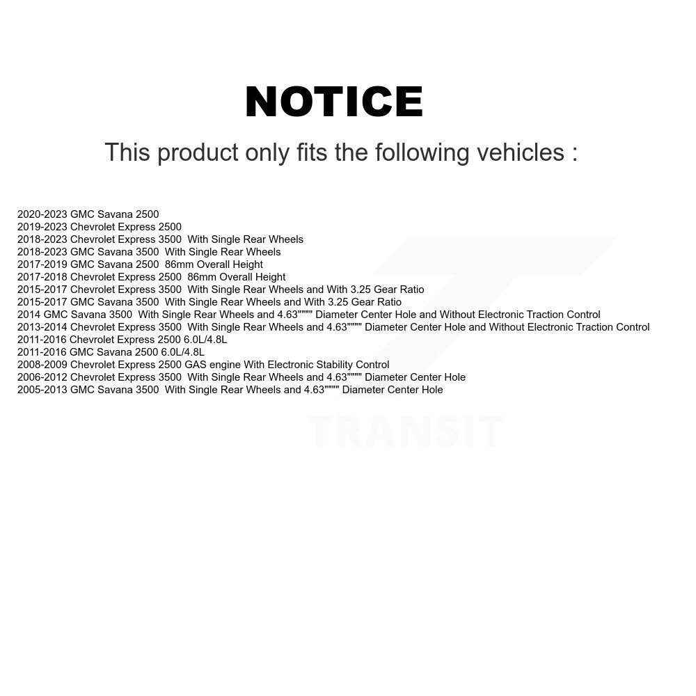 [Arrière] Kit de disque (revêtu) de frein pour Chevrolet Express 3500 2500 GMC Savana KG-100398