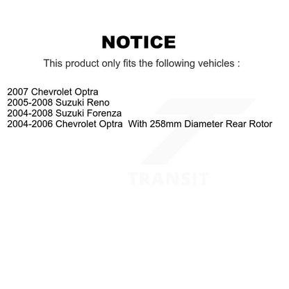 [Arrière] Kit de disque (revêtu) de frein pour Suzuki Forenza Reno Chevrolet Optra KG-100402