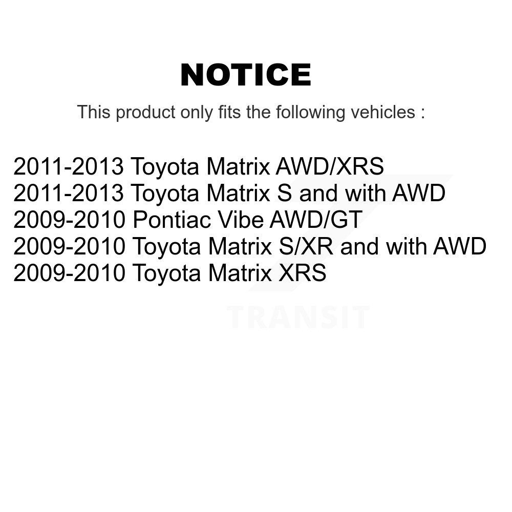 [Arrière] Kit de disque (revêtu) de frein pour Toyota Matrix Pontiac Vibe KG-100408