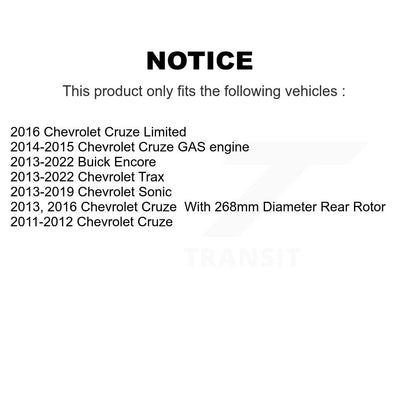 [Arrière] Kit de disque (revêtu) de frein pour Chevrolet Cruze Buick Encore Trax Sonic Limited KG-100413