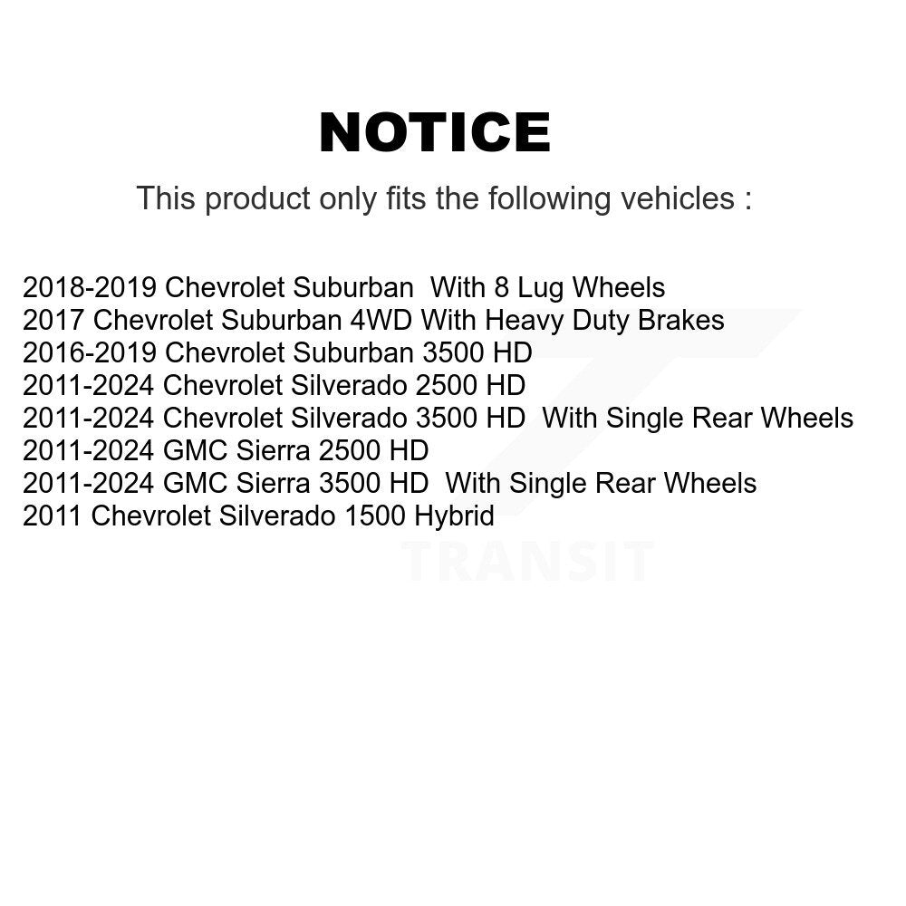 [Arrière] Kit de disque (revêtu) de frein pour Chevrolet Silverado 2500 HD GMC Sierra 1500 3500 Suburban KG-100416