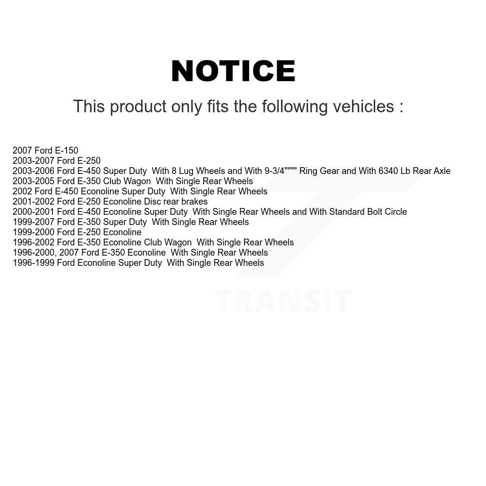 [Arrière] Kit de disque (revêtu) de frein pour Ford E-350 Super Duty E-250 Econoline Club Wagon E-150 E-450 KG-100427
