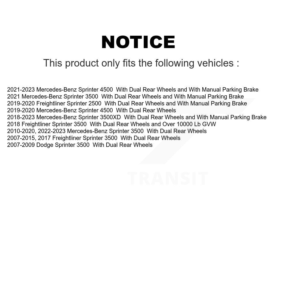 [Arrière] Kit de disque (revêtu) de frein pour Sprinter 3500 Mercedes-Benz Freightliner Dodge 2500 4500 3500XD KG-100480