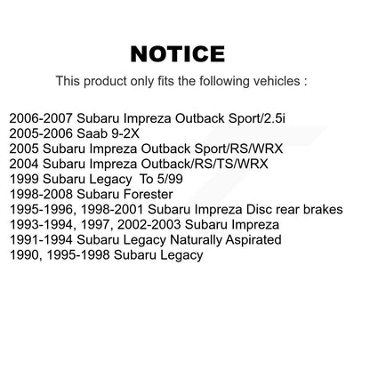 [Arrière] Kit de disque (revêtu) de frein pour Subaru Forester Impreza Legacy Saab 9-2X KG-100493